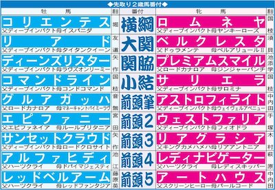 2021年２歳馬先取りクラシック番付